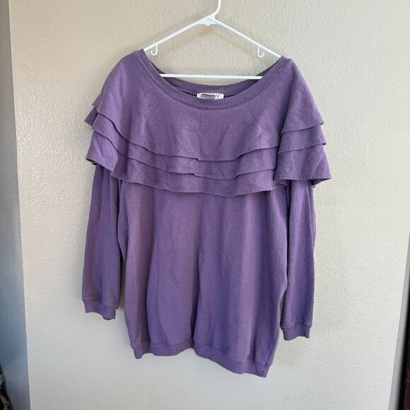 Roaman's Purple Sweatshirt With Ruffles Size 2x - Picture 1 of 5